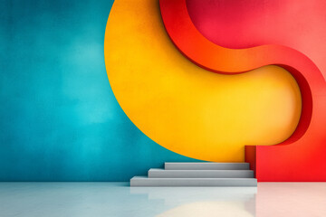 Poster - Beautiful, colorful collage concept of a stunning architectural marvel, contemporary colors and