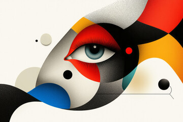 Poster - Beautiful, colorful collage concept of abstract digital illustrations and bold graphical elements,