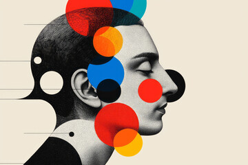 Poster - Beautiful, colorful collage concept of abstract digital illustrations and bold graphical elements,