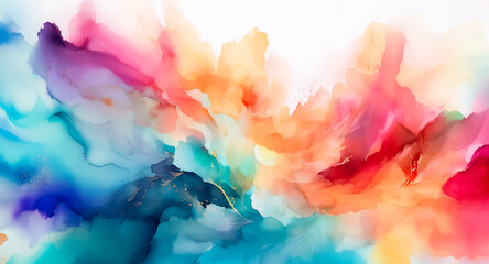 Poster - Vibrant abstract painting with flowing brushstrokes of bright, saturated colors. Dynamic, organic composition with a sense of energy and movement.