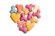 © eclipse - Assorted colorful heart-shaped cookies on black background in love formation, cut out