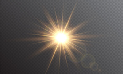 Wall Mural - glow isolated transparent light effect, sun light with lens flare effect. sun flush, overlays, light