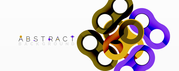 Aufkleber - Abstract circle element composition with overlapping circular and tubular shapes featuring smooth gradients, transparency effects, and dynamic layering