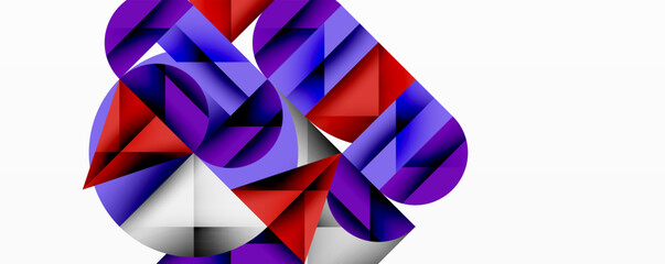 Aufkleber - Modern abstract composition with layered circles and angular segments featuring gradients, transparency effects, and a structured geometric layout