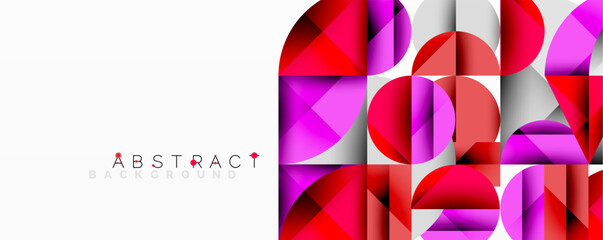 Aufkleber - Modern abstract composition with layered circles and angular segments featuring gradients, transparency effects, and a structured geometric layout