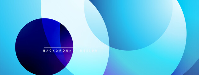 Fototapete - Layered circular shapes in vivid colors form a gradient-rich abstract design with smooth transitions, depth effects, and a modern, futuristic aesthetic