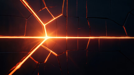 Wall Mural - stunning digital image showcasing orange light beams emerging from cracks dark surface, creating dra