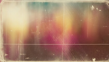 Poster - vintage scratched glass texture with warm gradient hues of gold, red, and teal, perfect for overlays, background, and design

