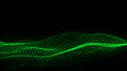 Wall Mural - dynamic green wave of particles and lines. abstract futuristic background. big data visualization. 3