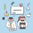 © doozzal - 과학 실험실 연구원 남자 여자 벡터 일러스트레이션