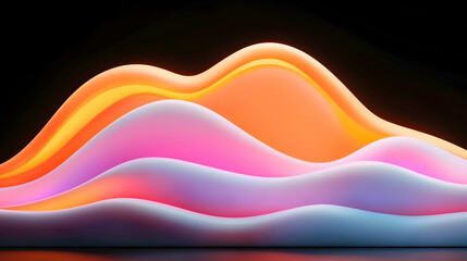 Wall Mural - abstract glowing waves: pink and orange gradient hills