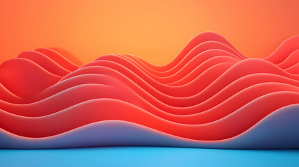 Wall Mural - Abstract Red and Orange Waves Background