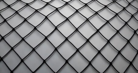 Silhouette of a black fishing net set against a white background