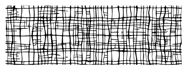 black and white vector with irregular grid texture, abstract crosshatch line pattern