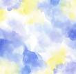 © Sung Hwan Kim - watercolor background, light blue and yellow colors, clouds