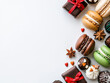 © Chopang.studio - Minimalist dessert arrangement with macarons, chocolates, and cupcakes on clean white background, perfect for celebrations