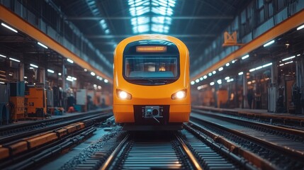 Aufkleber - A vibrant high speed train sits on the tracks in an active railway station, highlighting innovative infrastructure designed for efficient mobility and enhanced transportation.