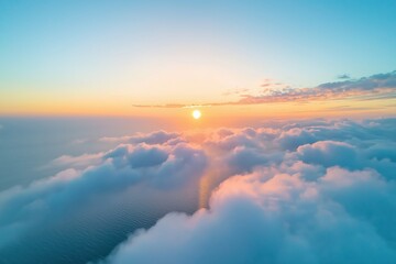 Wall Mural - flying in bright sunset clouds