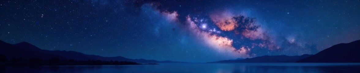 dark celestial night sky with stars and galaxy in the background , dark sky, astronomy, cosmos