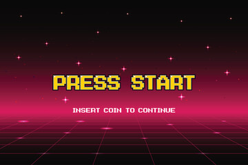 Wall Mural - press start insert a coin to continue .pixel art .8 bit game. retro game. for game assets .retro fut