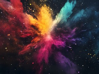 10. an abstract explosion of colors resembling a nebula in space