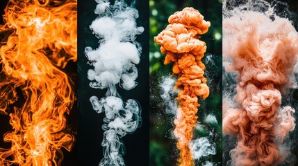 Abstract fire, smoke, and ink in nature setting.  Possible use stock photo for artistic projects or science education