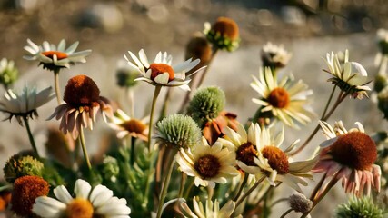 Wall Mural - white field daisies in a meadow in the sunlight