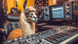 © Oleksandr - Llama records podcast in modern studio setting