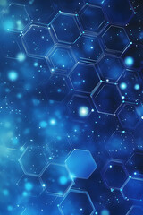 Wall Mural - a blue medical-tech background with hexagon patterns -