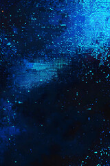 Wall Mural - a dark background with blue pixel patterns -