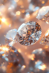 Wall Mural - close-up of diamonds and precious gems under soft lighting -
