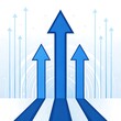 © CreativeEarth - Blue Arrows Rising: Conceptual Representation of Progress, Growth, and Upward Trend on a Modern Abstract Background.
