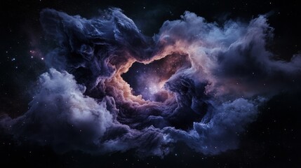Wall Mural - the concept of the big bang in the echo of the human mind. a nebula shaped like an abstract cloud, w