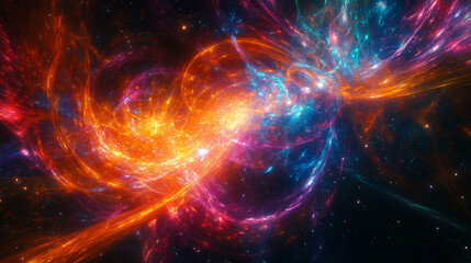 cosmic quantum fractal abstract with vibrant nebula energy