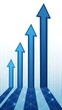 © CreativeEarth - Ascending blue arrows depicting progression, growth, and upward trajectory, illustrating development with a connected network, ideal for business and finance concepts.
