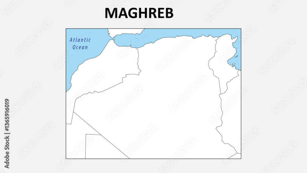 Maghreb Map. Political map of Maghreb with state border in outline ...
