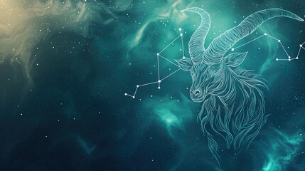 mystical goat constellation in a celestial cosmic background illustration
