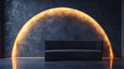 Aufkleber - Modern minimalist interior design with sofa and arch lighting