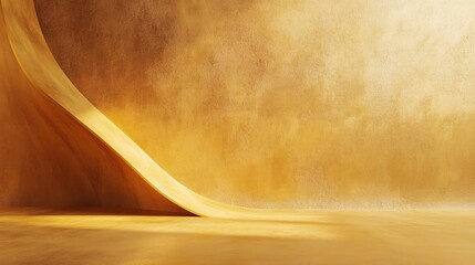 Poster - Golden stage with curved wall creating dramatic product display backdrop