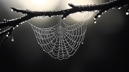 Artistic macro spider web frame high resolution photo