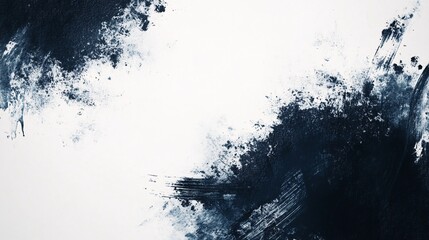 Poster - Dark blue paint strokes creating dynamic composition on white background