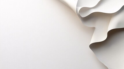 Fototapete - White wavy paper creating abstract shapes on empty background