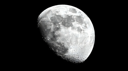 Wall Mural - Detailed Crescent Moon Illuminated In Space Against A Black Background