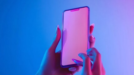 cropped shot of woman in white coat using smartphone isolated on purple