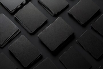 Wall Mural - Black business cards on black background. Mockup for branding identity.