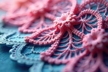 Geometric pattern in delicate lacework macro shot, white, seamless, refined