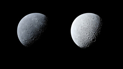 Wall Mural - Two Phases Of Moon In Space