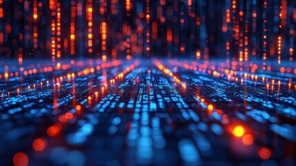 Wall Mural - abstract digital data flow, glowing lines, technology background, website banner