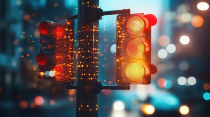 a futuristic traffic light system using ai to adjust light timing in real-time based on traffic cond