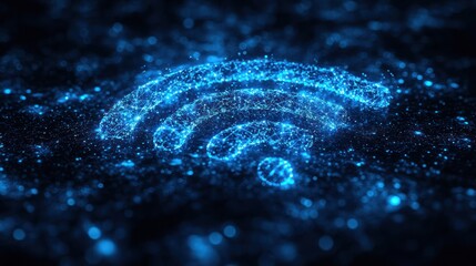 Wall Mural - glowing wifi symbol, digital network, abstract background, technology concept, web connectivity